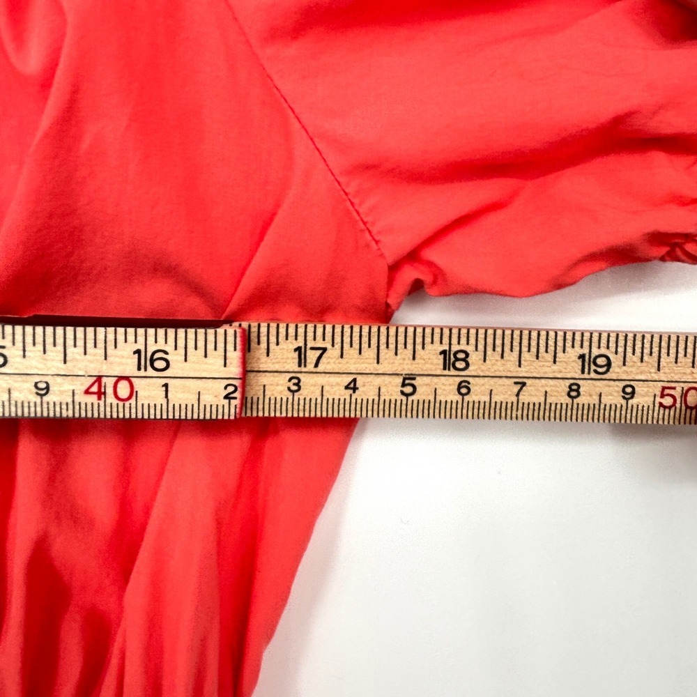 Marine Layer Emery Poplin Midi Dress Puff Sleeve Smocked Coral Pima Cotton Med - Picture 12 of 15